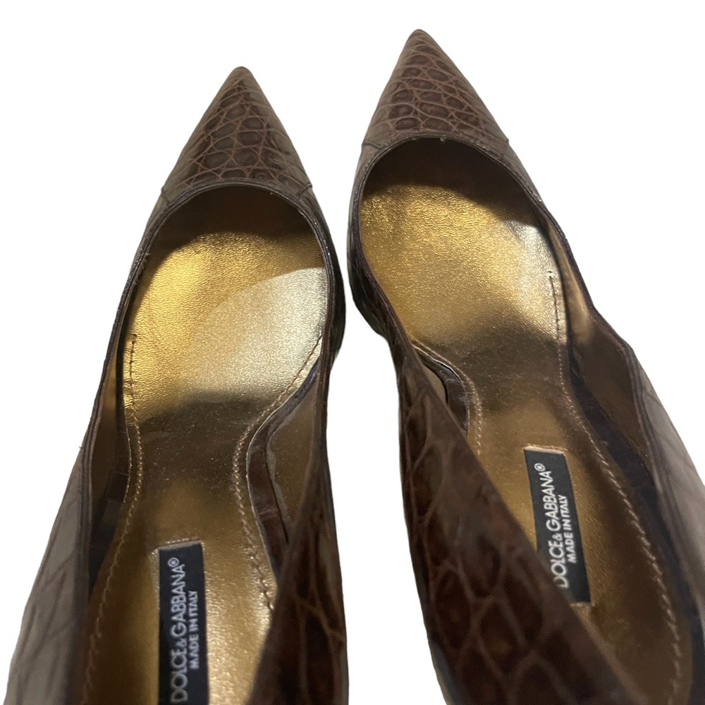 New Dolce & Gabbanna Faux Crocodile Heels - Picture 2 of 4
